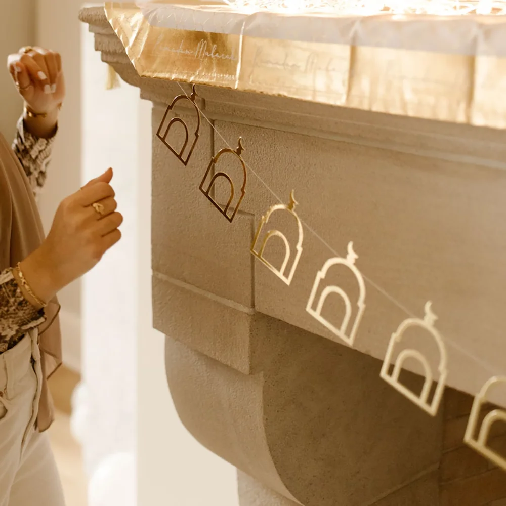 Masjid Silhouette bannière musulmane islamique Ramadan Kareem Eid al-fitr porte murale suspendue décoration de la maison souvenir célébration cadeau