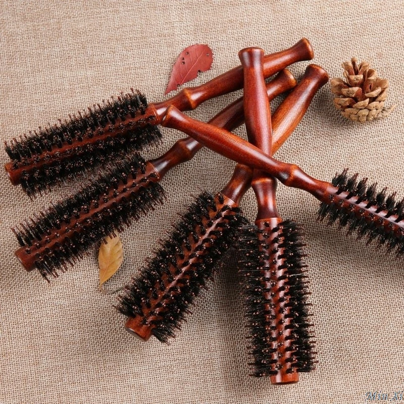 Household Men's And Women's Pig Hair Curly Hair Combs Hair Salon Stylist Specific Roundcombssuitable For Both Long Andshort Hair