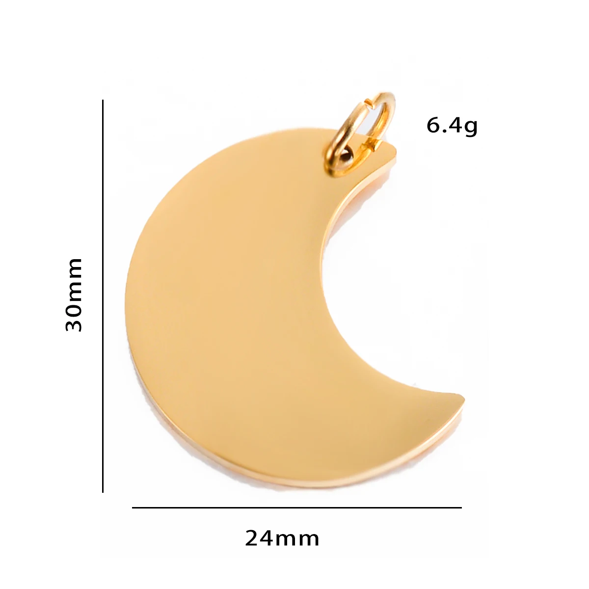 10Pcs Wholesale Moon Shape Stainless Steel Blank ID Name Tag Pendant for Women Men Necklace Keychain Accessories