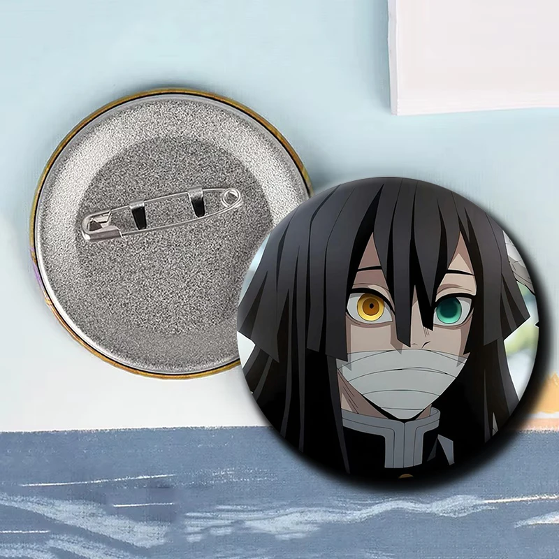 58mm Cartoon Character Iguro Obanai Soft Button Pin Demon Anime Brooch Creative Badge for Backpack Clothes Decoration Gift - Image 4