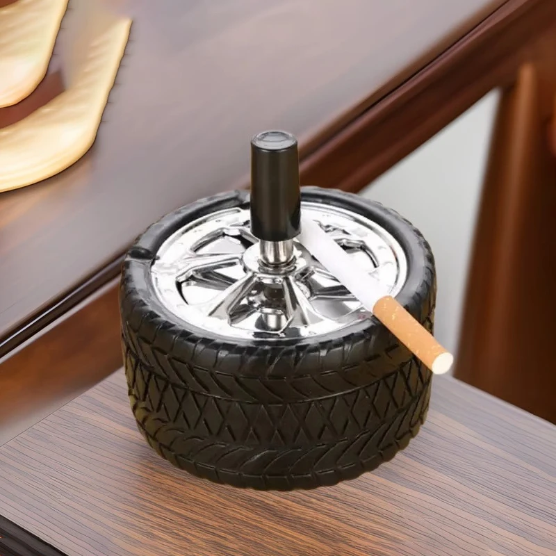 

Press-And-Turn Rotating Tire Ashtray With Sealed Windproof Design And Lid-Creatively Shaped Round Car Ashtray For Men As A Gift