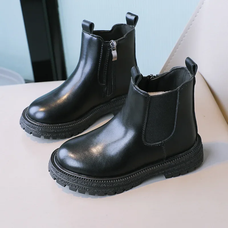 New Children Flat Short Boots Boys Girls Casual Retro Mid-calf Short Boots School Uniform Shoes Kids Wear-resistant Casual Shoes