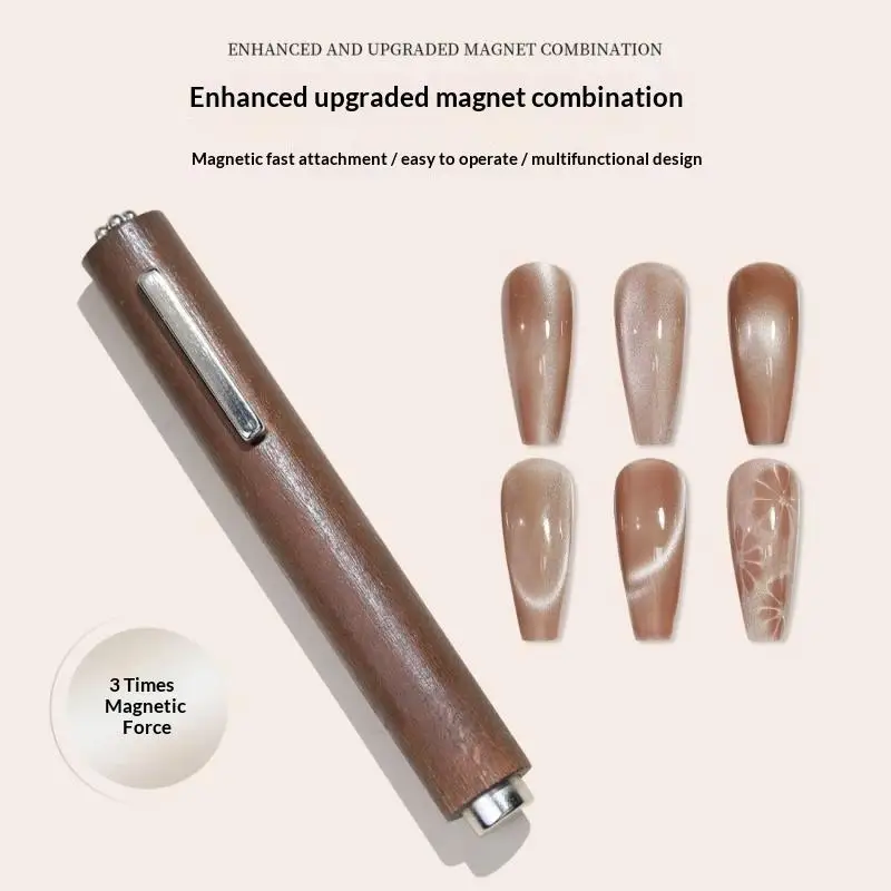 Cat Eye Nail Magnet Stick Eco-friendly Wooden Handle Strong Magnetic Manicure Tool for Salon Gel Nail Art Design