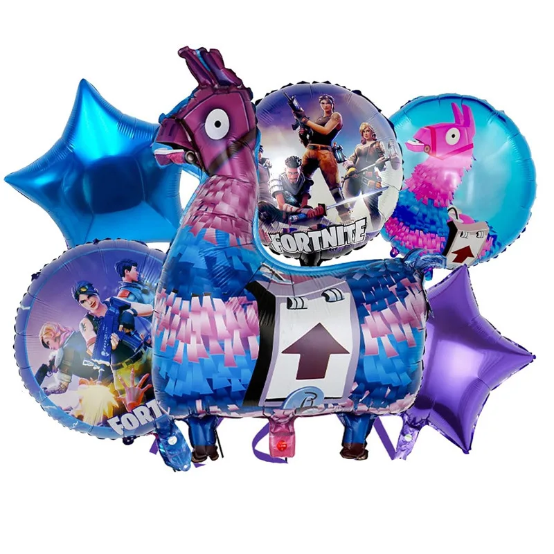 1set Fortnite Meloned Theme Happy Birthday Balloons Game Family Decorations Party Toy Shower Foil Latex Ballons Birthday Gift view 2