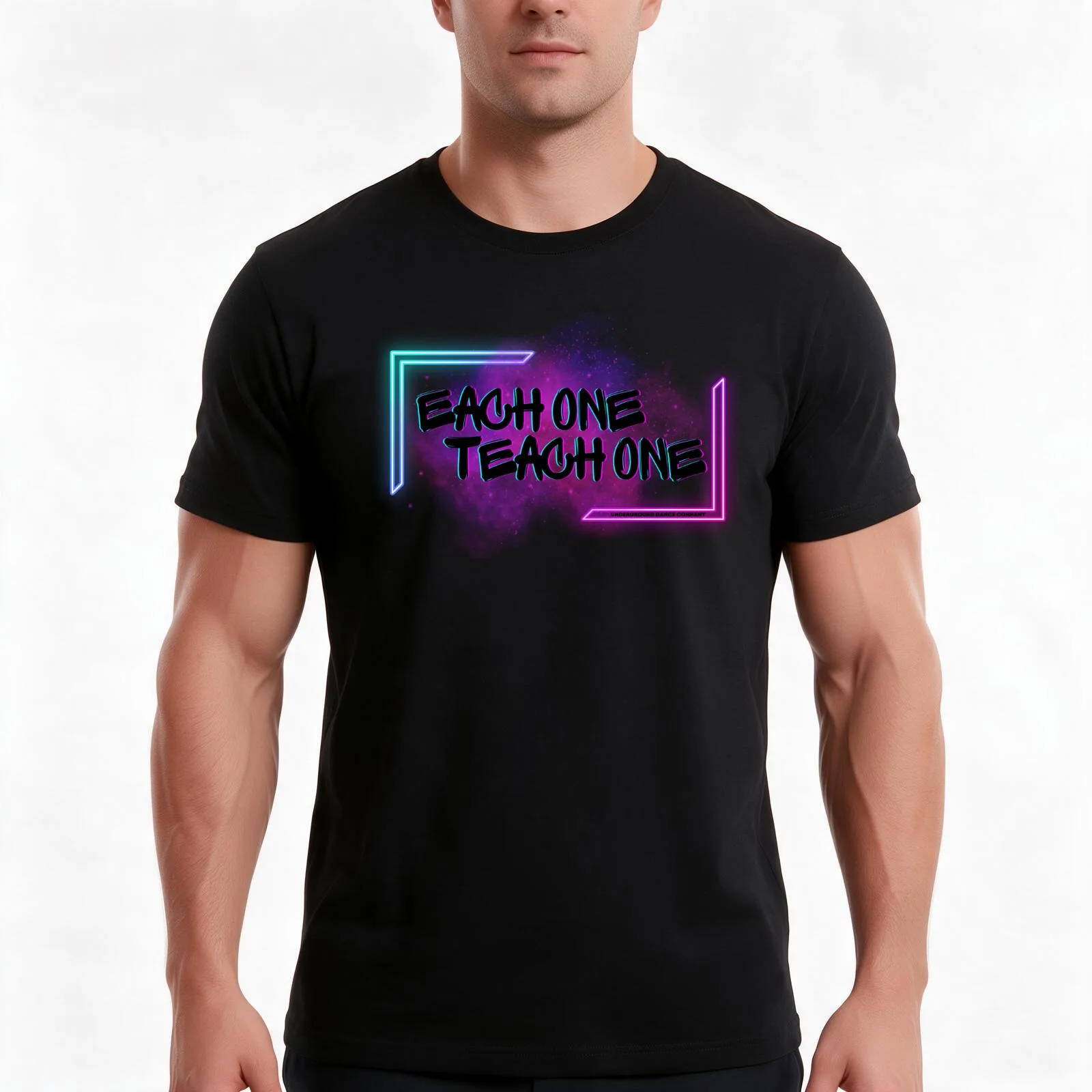 Each One Teach One Rectangle Design T-Shirt Summer Casual Cotton Tee Oversized Streetwear Tops Vintage Graphic Print