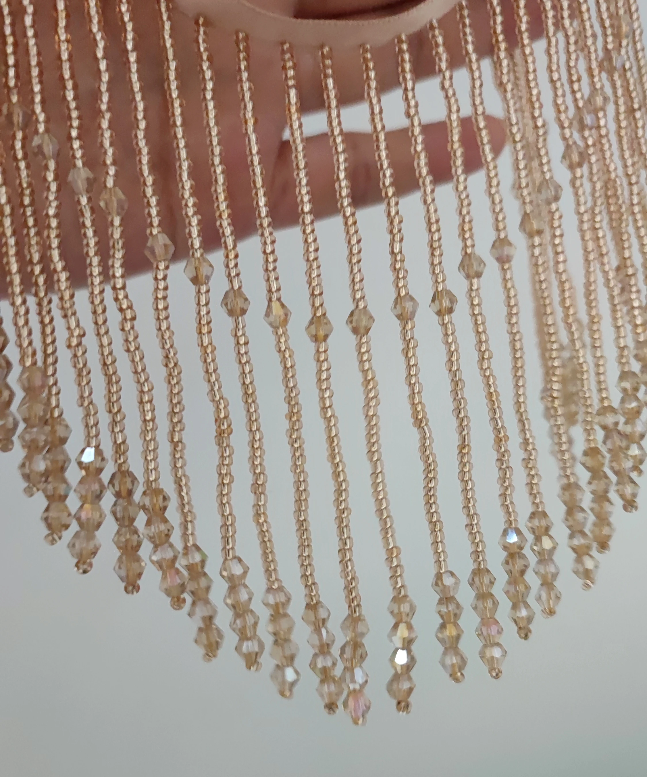 10cm Wide Seed Beads and Crystal Beads Beaded Fringe, Fashion Dress Costume Couture Crystal Fringe, Lampshade DIY Craft Fringe