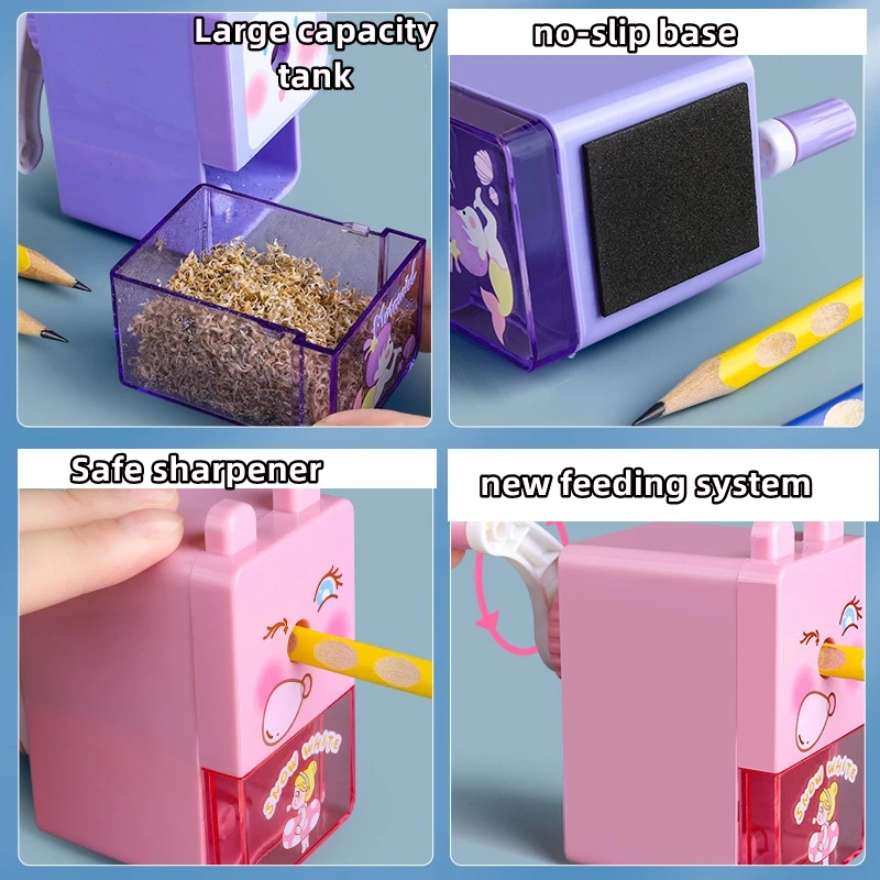 Cartoon Mechanical Pencil Sharpener Auto Feeding Manual Sharpeners Kids Gift Stationery School Supplies F7247