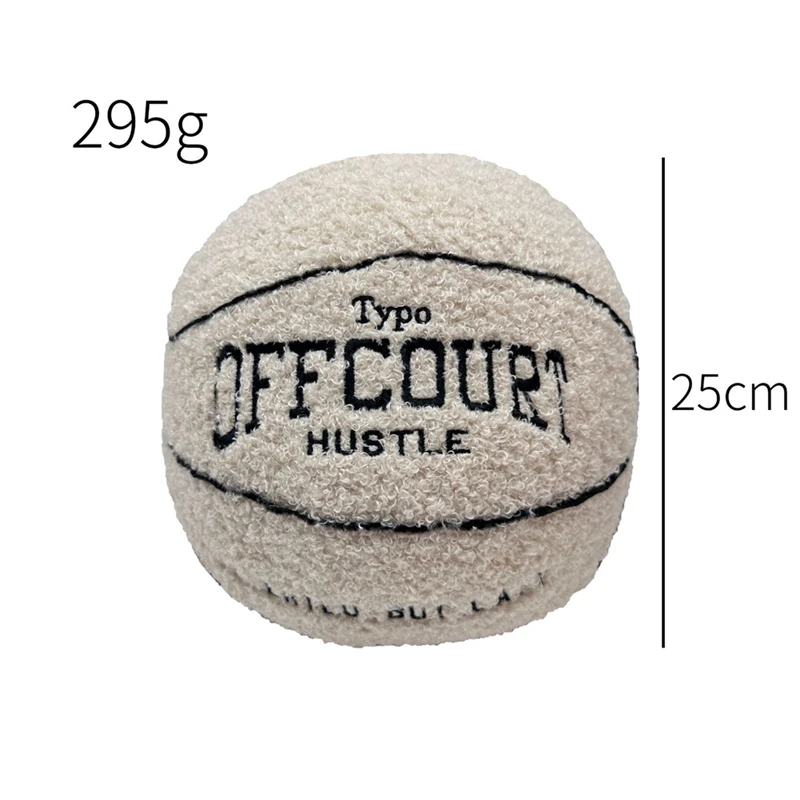 Offcourt Basketball Pillow, Basketball Shaped Pillow Teddy Fleece Embroidered Basketball Throw Pillow Fuzzy Plush Toy-C Durable