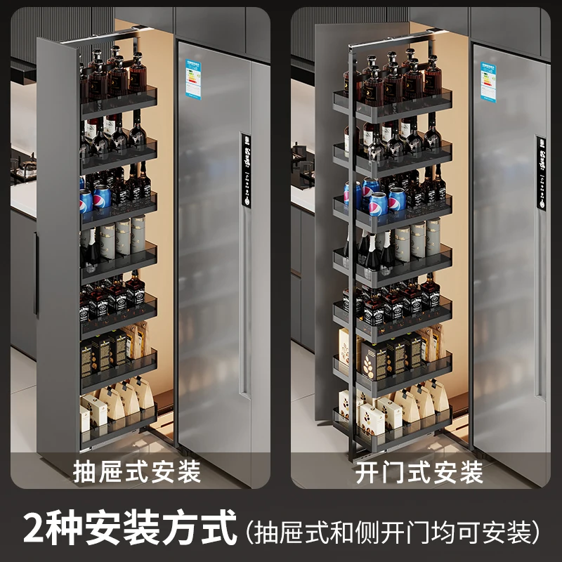 High and deep basket heaven and earth rail damping guide rail big monster snack cabinet high cabinet basket drawer type kitchen 5