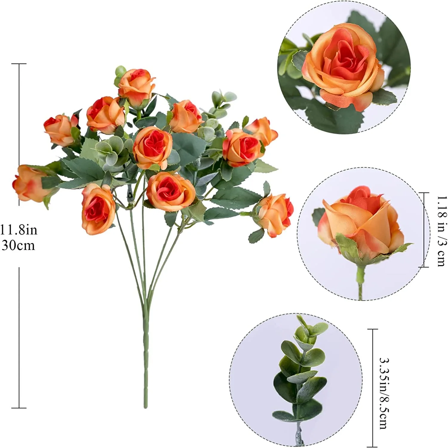 15 Köpfe Künstliche Seidenrosen Brautstrauß für Heim, Hochzeit, Blumenarrangement, Garten, Künstliche Blumen, DIY-Geschenk, Deko – Detail 30