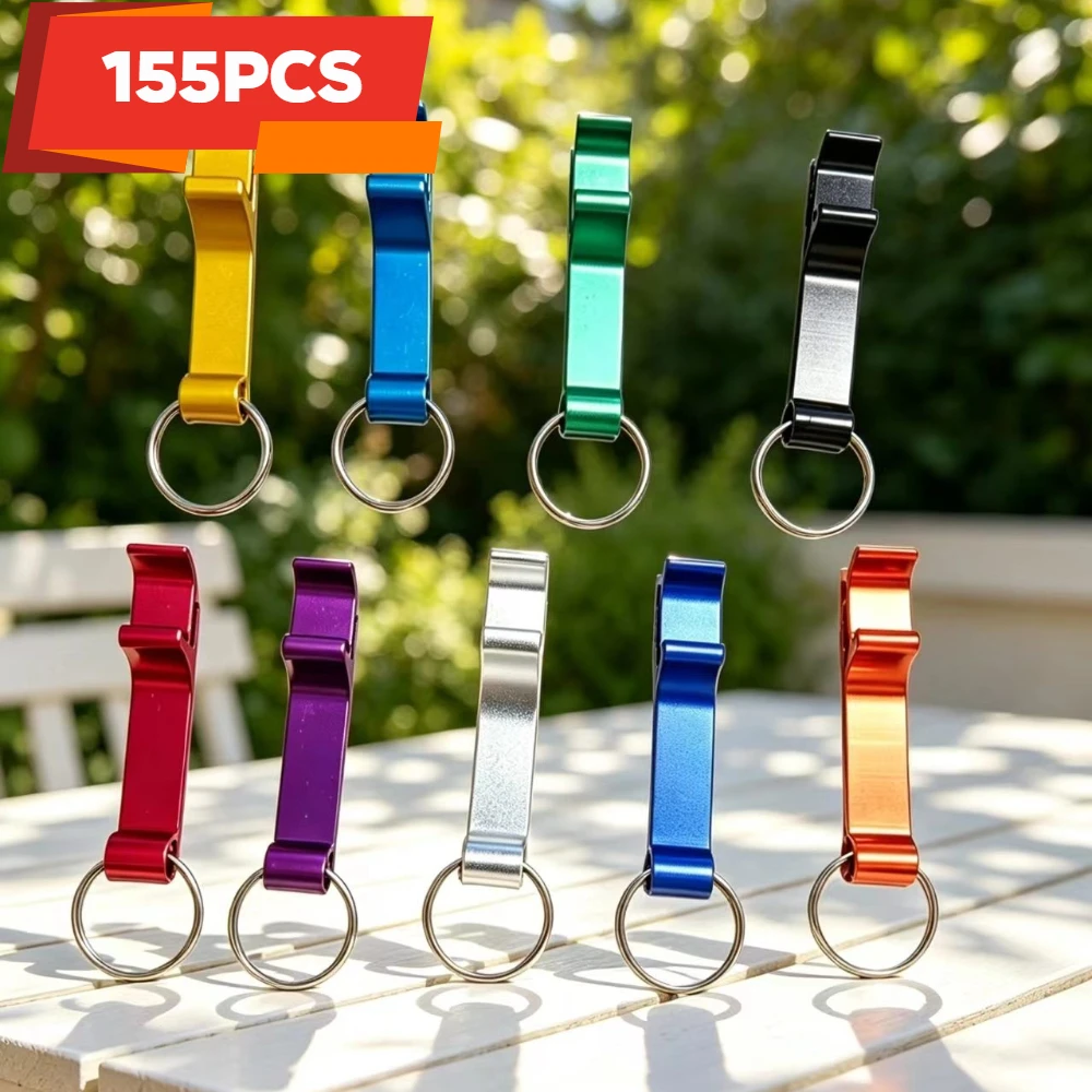 155pcs Mix Color Beer Bottle Opener Aluminum Bottle Openers Key chain Bottle Opener Beverage Bottle Opener For Men Women