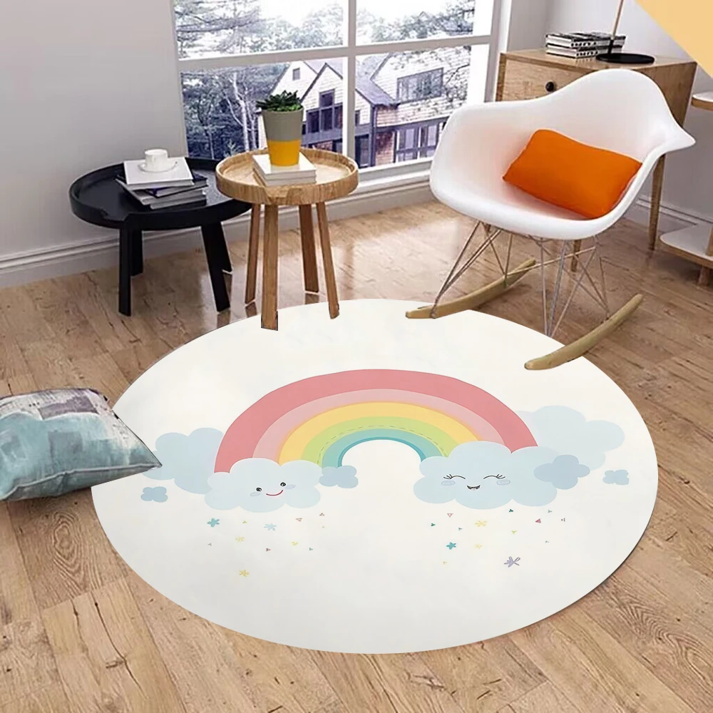 Round Rug – Washable & Fun Floor Mat for Kids Room, Bedroom or Living Room, Ideal Under Swivel Chairs