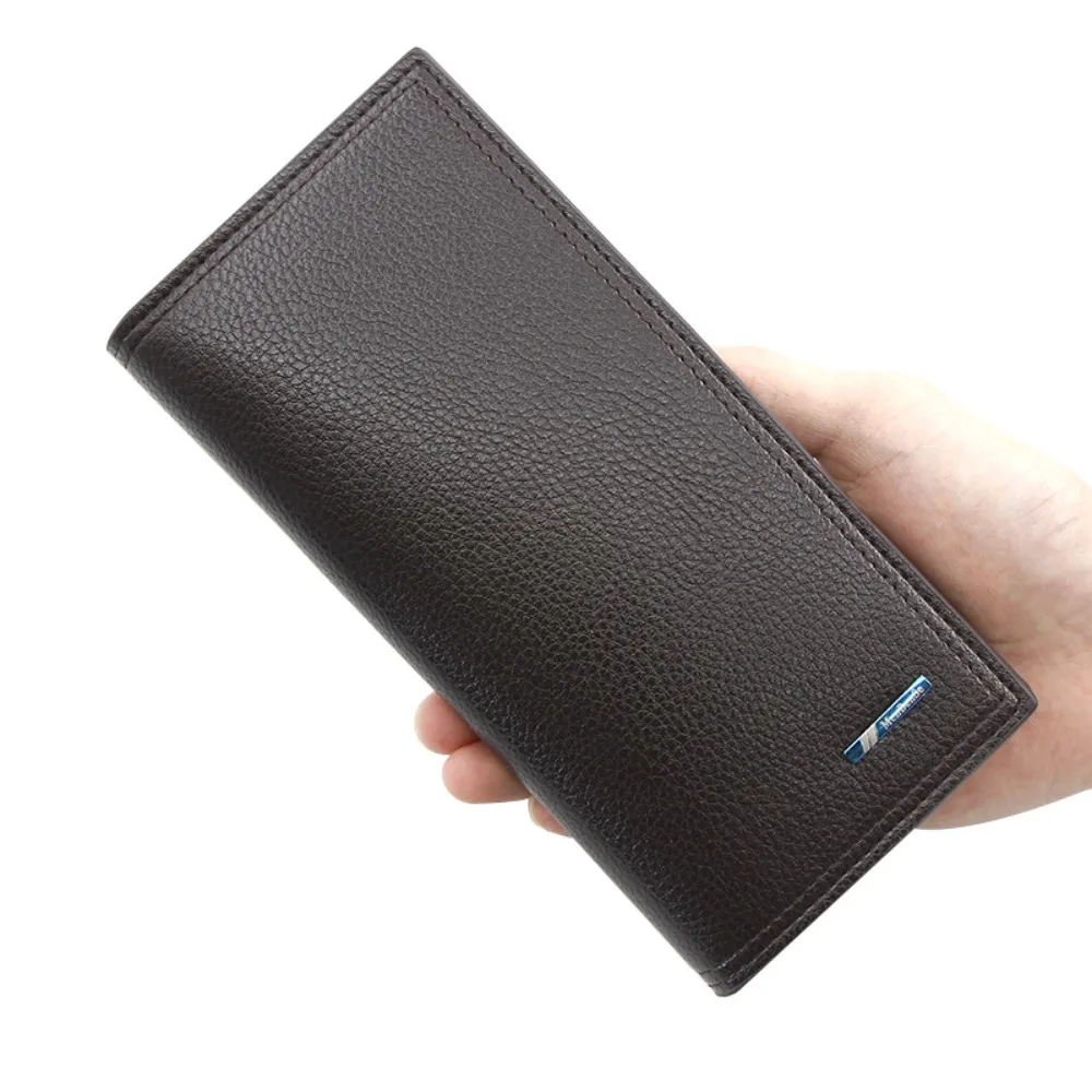 

Solid Color PU Men's Long Wallet Waterproof Large Capacity Coin Pocket Zipper Handbag Male Leather Purse Business