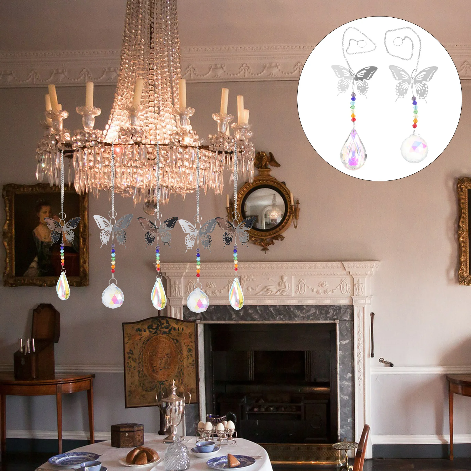 

2Pcs Crystal Hanging Decor Rainbow Maker Suncatcher Window Pendant Prism Decoration Garden Ornament Crystal Pendant