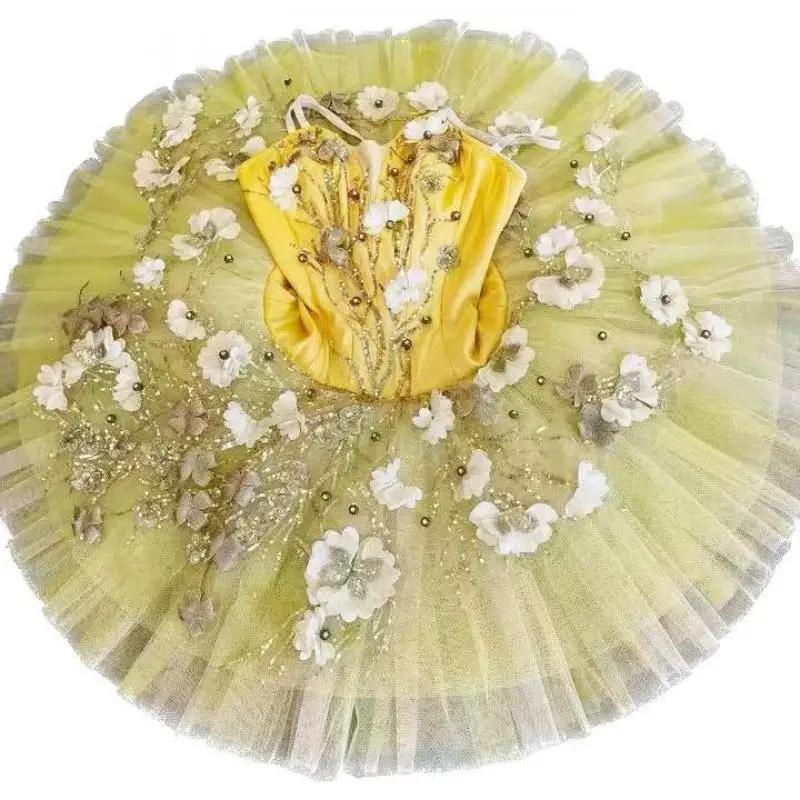 Nuovo Tutu di balletto vestito giallo Tutu di balletto professionale donne Loetard vestiti bambini ragazze adulti Swan Lake Ballerina costumi di danza