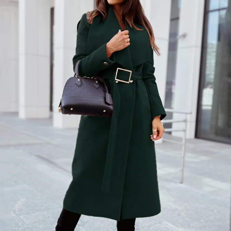 Donna autunno e inverno 2022 temperamento di media lunghezza spessa lana a maniche lunghe giacca da donna Trend cappotto di lana alla moda rosso