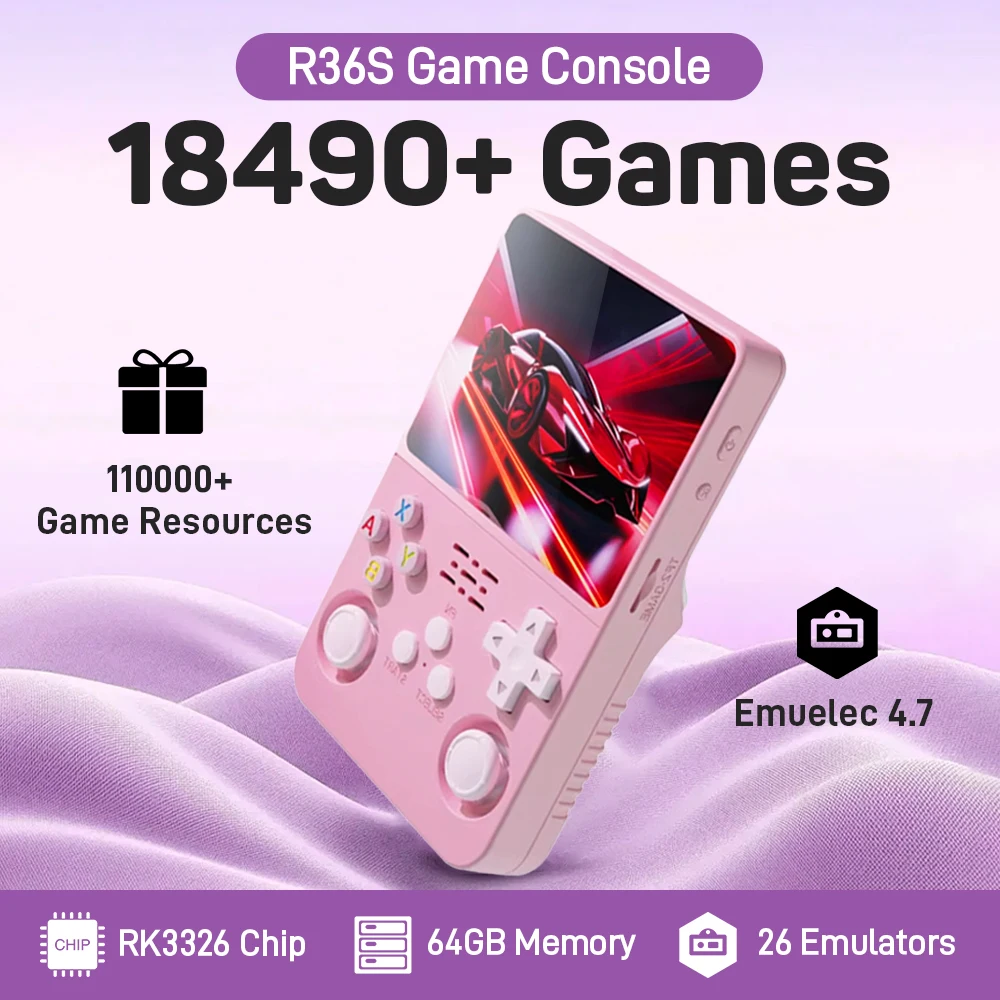 

R36S Portable Retro Handheld Game Console Emuelec 4.7 with 18494 Games Emulators for PS1/PSP/N64/NES/SNES 3.5 inch Color Screen