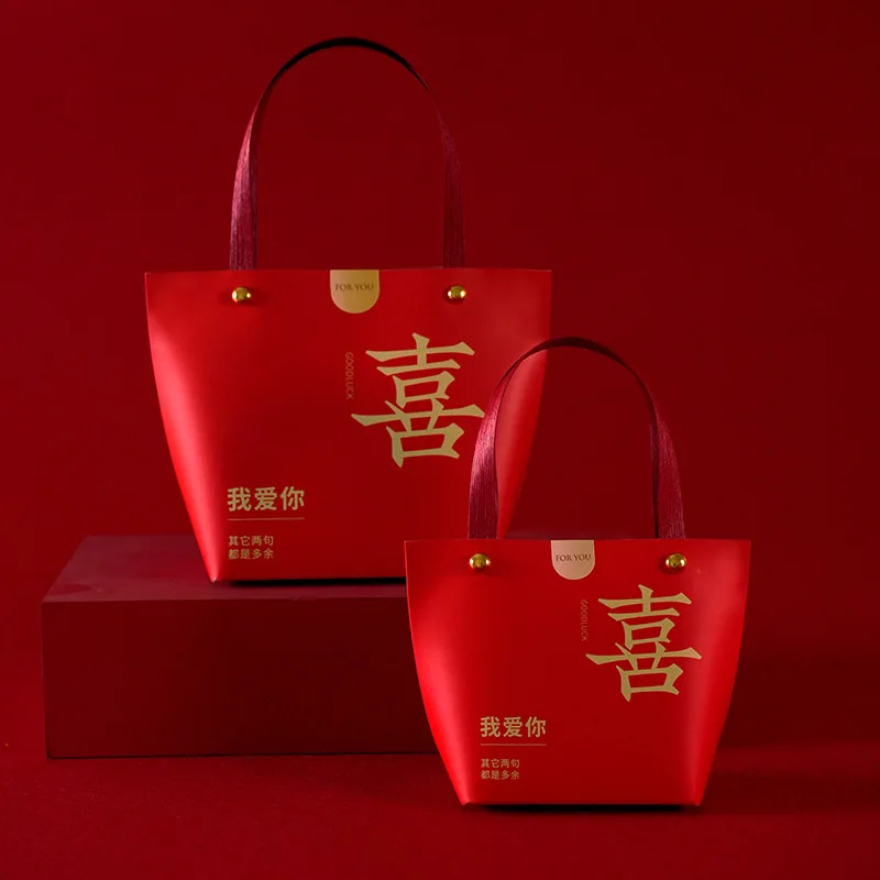 Wedding Candy Box Handheld Marriage Sugar Box Empty Box for Bridal Gifts Transparent Packaging Bag for Wedding Supplies