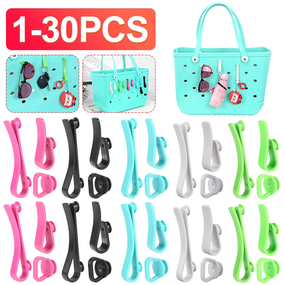 1-30Pcs Plastics Bogg Bag Hook Button Bags Hooks Accessories Beach Tote Bags Accessories with Rubber Beach Totes Bag