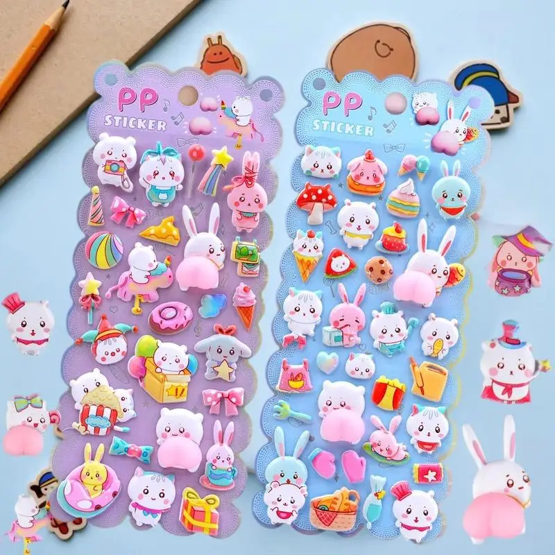 1 قطعة ثلاثية الأبعاد منتفخ لينة الحيوان بعقب ملصقات DIY بها بنفسك سكرابوكينغ ، جراب هاتف الديكور ، الحرف المدرسية