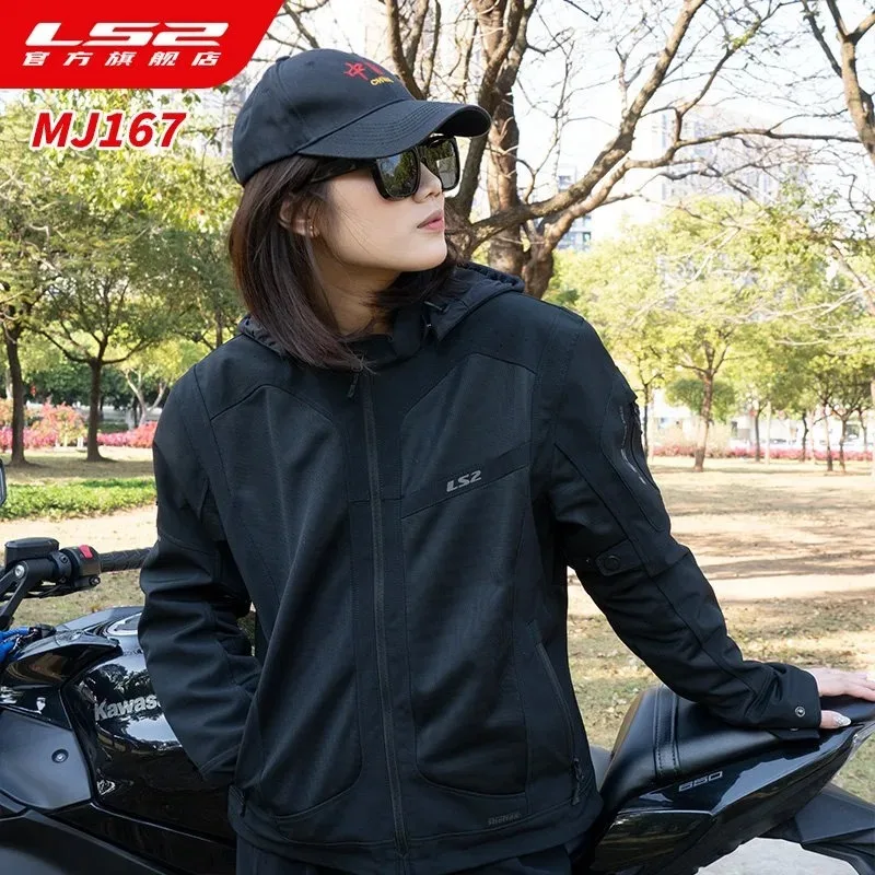 LS2 Motorcycle Riding Jacket Summer Mesh Jacket Breathable Protective Gear Racing Touring Jacket For Men Women
