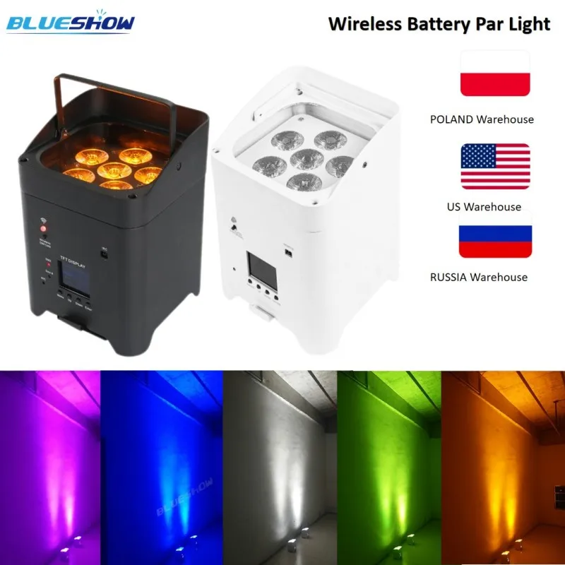 

Wireless Battery Par LED 6x18W RGBWAUV 6IN1 with Flightcase Remote Portable Par LED Stage