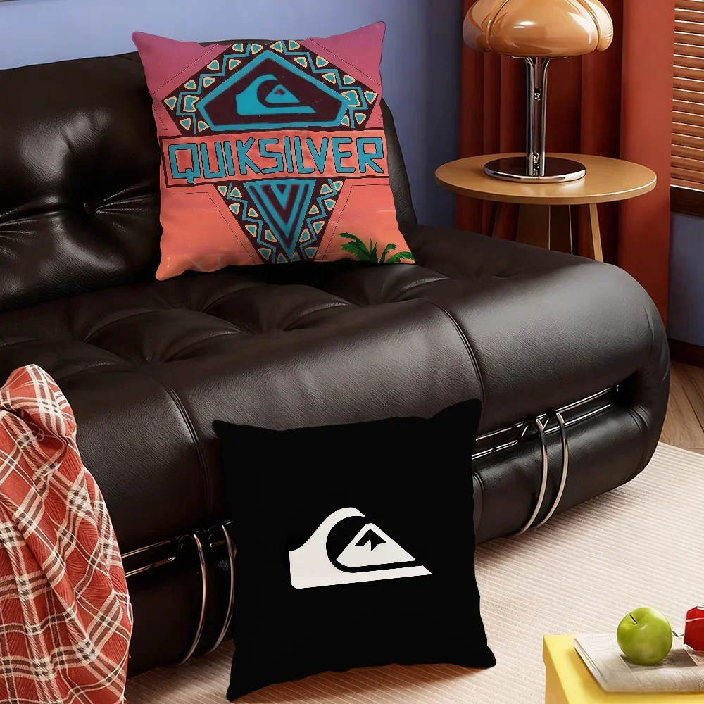 Fashion Brand Q-Quiksilver-S Logo cushion cover Soft Smooth Pillow Case Hidden Zipper Washable Decorative Couch Office Gift