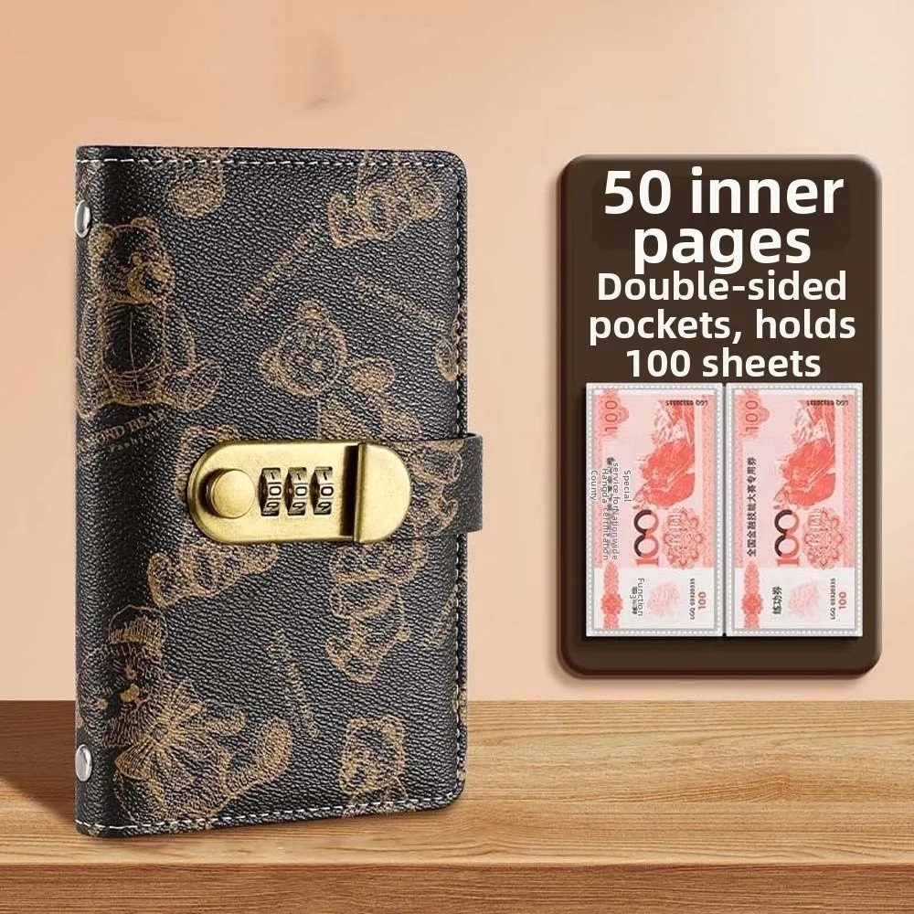 A6 Code Notebook for Money Cartoon Bear Printed Daily Plan Cash Budget Ledger Anti-splash Water Diary Notepad