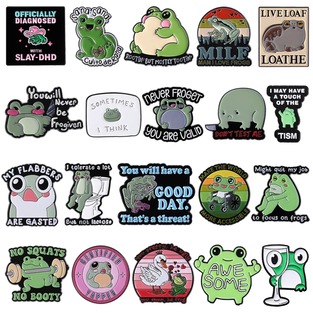 My Flabbers Are Gasted Brooch Cute Frog Enamel Pins Custom You Will Have A Good Day Creative Toad Frogs Badges Jewelry Gifts