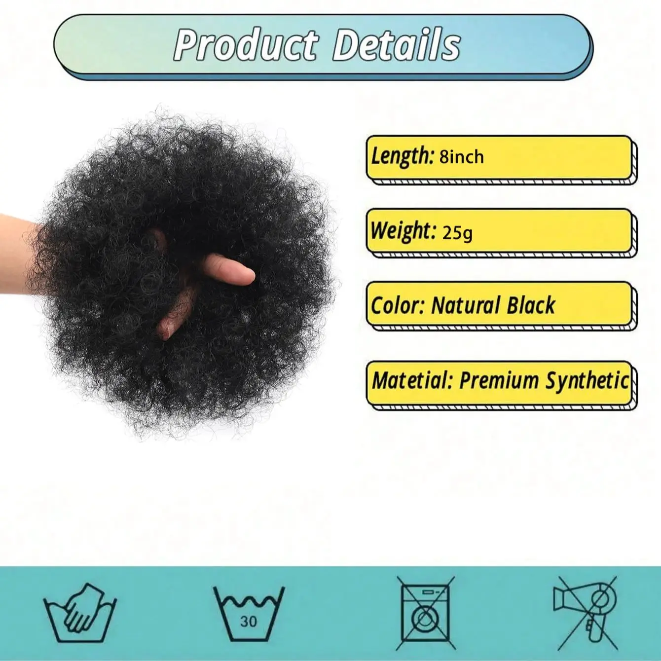 8 بوصة فوضوي كعكة الأفرو متموجة تجعيد الشعر مع كعكة الاصطناعية ذيل حصان ملحقات كعكة الشعر سميكة للنساء #6