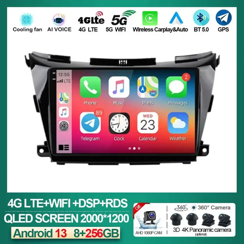 

Android 13 Auto Radio For Nissan Murano Z52 2015 - 2020 Multimedia Navigation Car Player GPS Stereo DVD NO 2DIN Carplay Screen