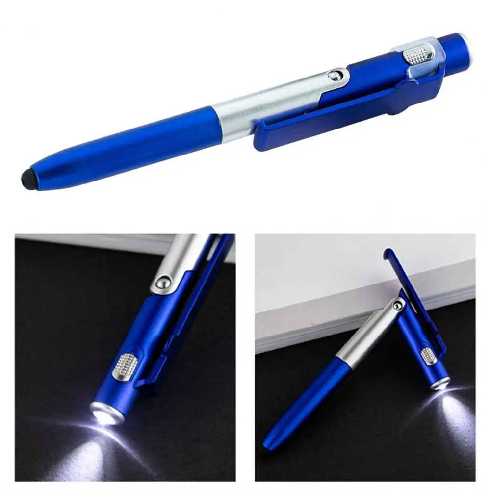 블루 잉크 볼펜, 다목적 4 인 1 볼펜, 스타일러스 LED 라이트, 전화 스탠드, 사무실 직원 부드러운 필기에 이상적