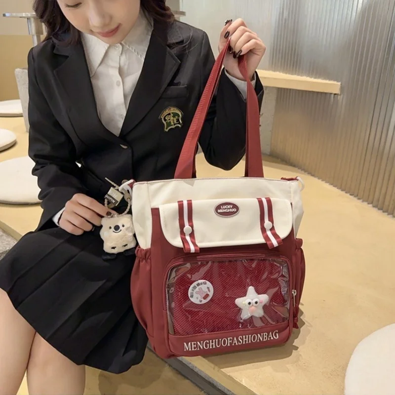 Large Capacity Shoulder Bags for Students,Versatile Nylon Waterproof Satchel,Portable for Traveling,Handy Phone Pocket