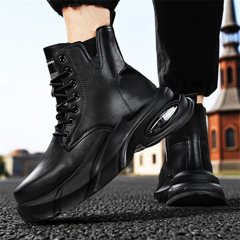 Stivali casual da uomo stivali alti in pelle da uomo quattro stagioni moda stivaletti da moto antiscivolo con suola spessa per uomo Botas