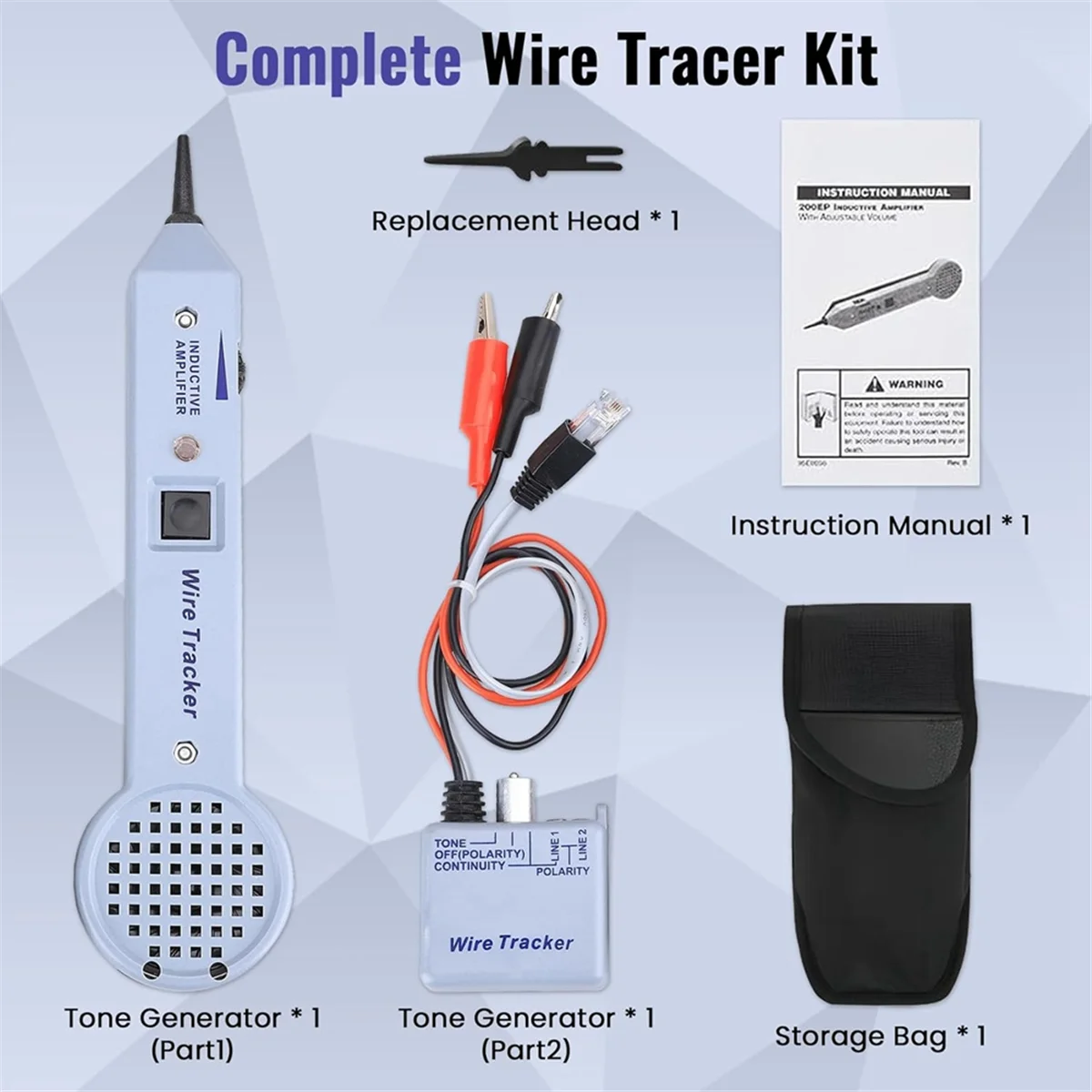 Kit generatore di toni, Tester per circuiti traccianti, Kit tono e sonda, Tester per cavi 200EP, per la fascicolazione dei cavi di rete