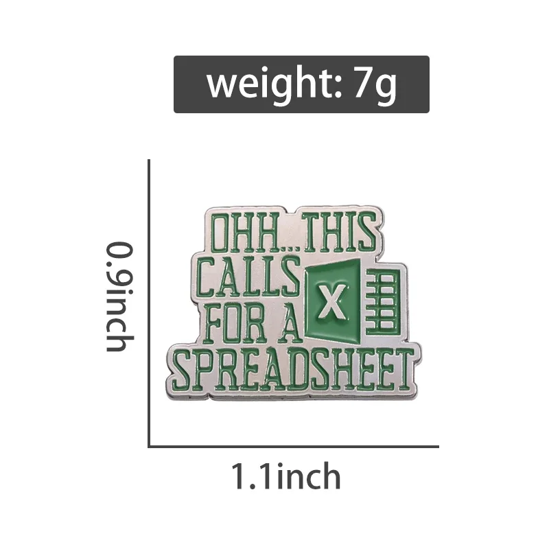 Funny Spreadsheet Brooch Enamel Pins Custom Excel Sheet Cartoon metal Lapel Badge Decorative Backpack Hat Jewelry Accessories