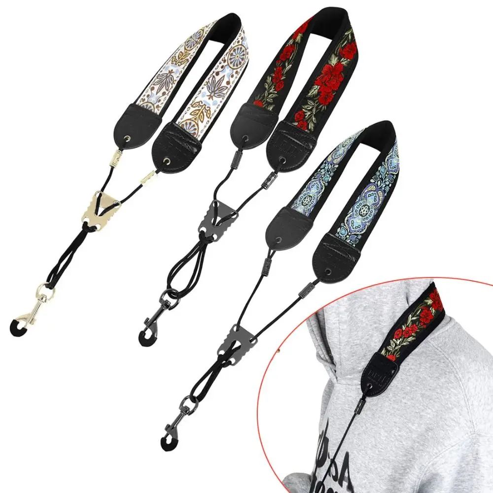 High Quality Embroidered Saxophone Neck Strap Universal Adjustable Saxophone Harness Saxophone Accessories Sax Neck Lanyard