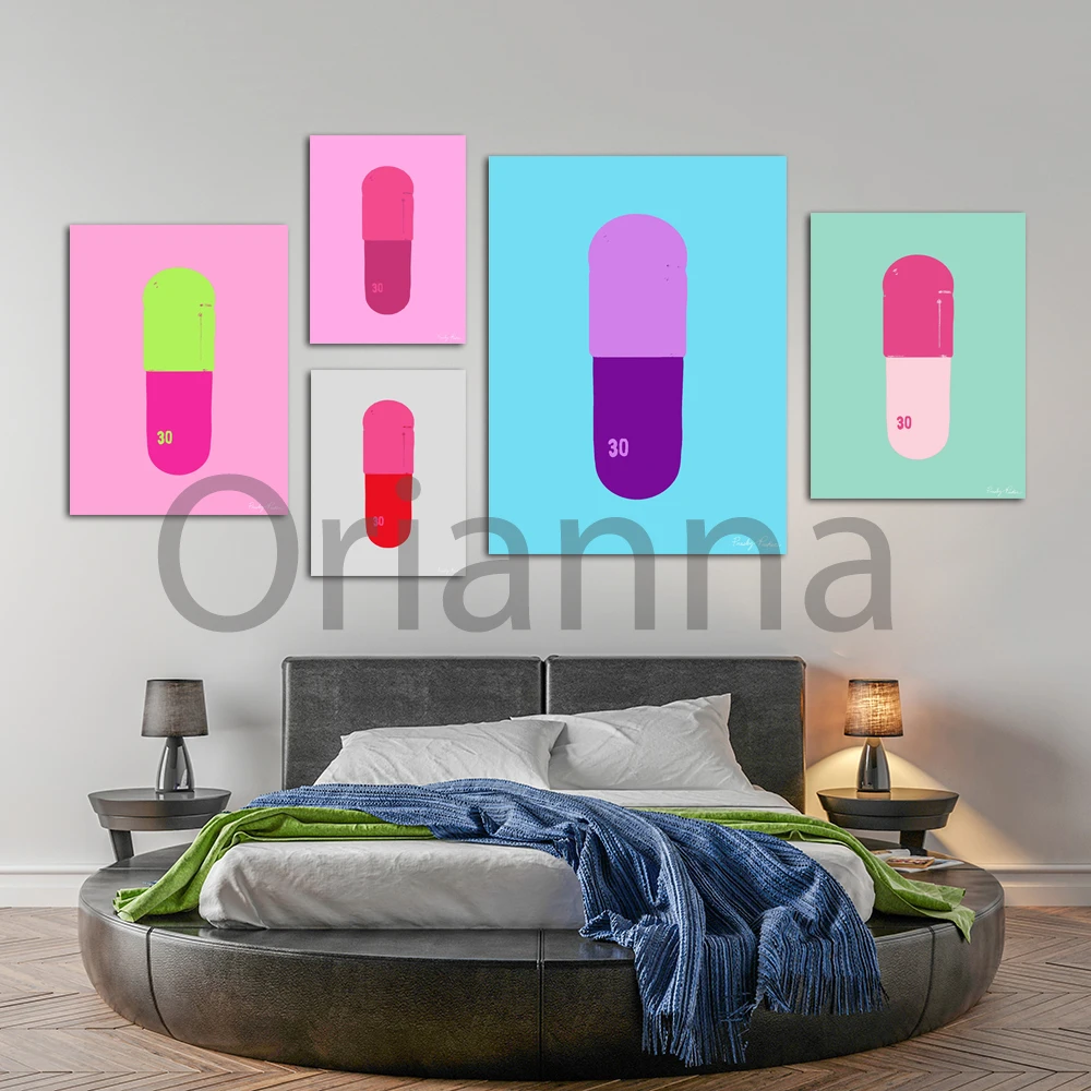 Hd Prints Painting Watercolor Pictures Nordic Pill Pop Wall Artwork Home Decor Modular Modern Canvas Poster For Living Room