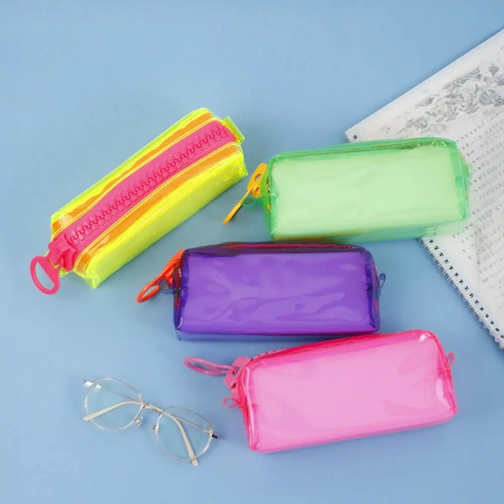 Large Capacity Zipper Transparent Pencil Case High Appearance Stationery Box Large Capacity Pencil Bag Desktop Storage