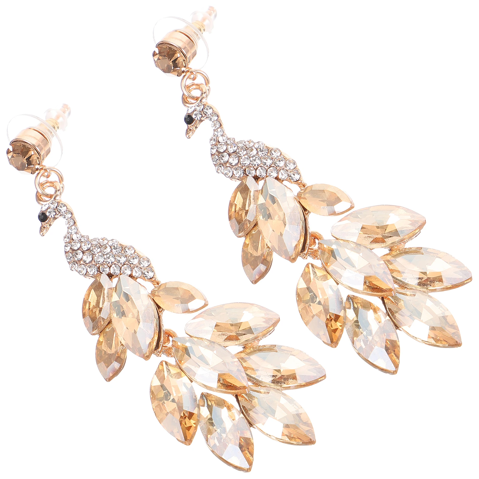 

Peacock Earrings for Women Rhinestone Drop Multicolor Dangle Fashion Trendy Lightweight Occasion Statement Jewelry