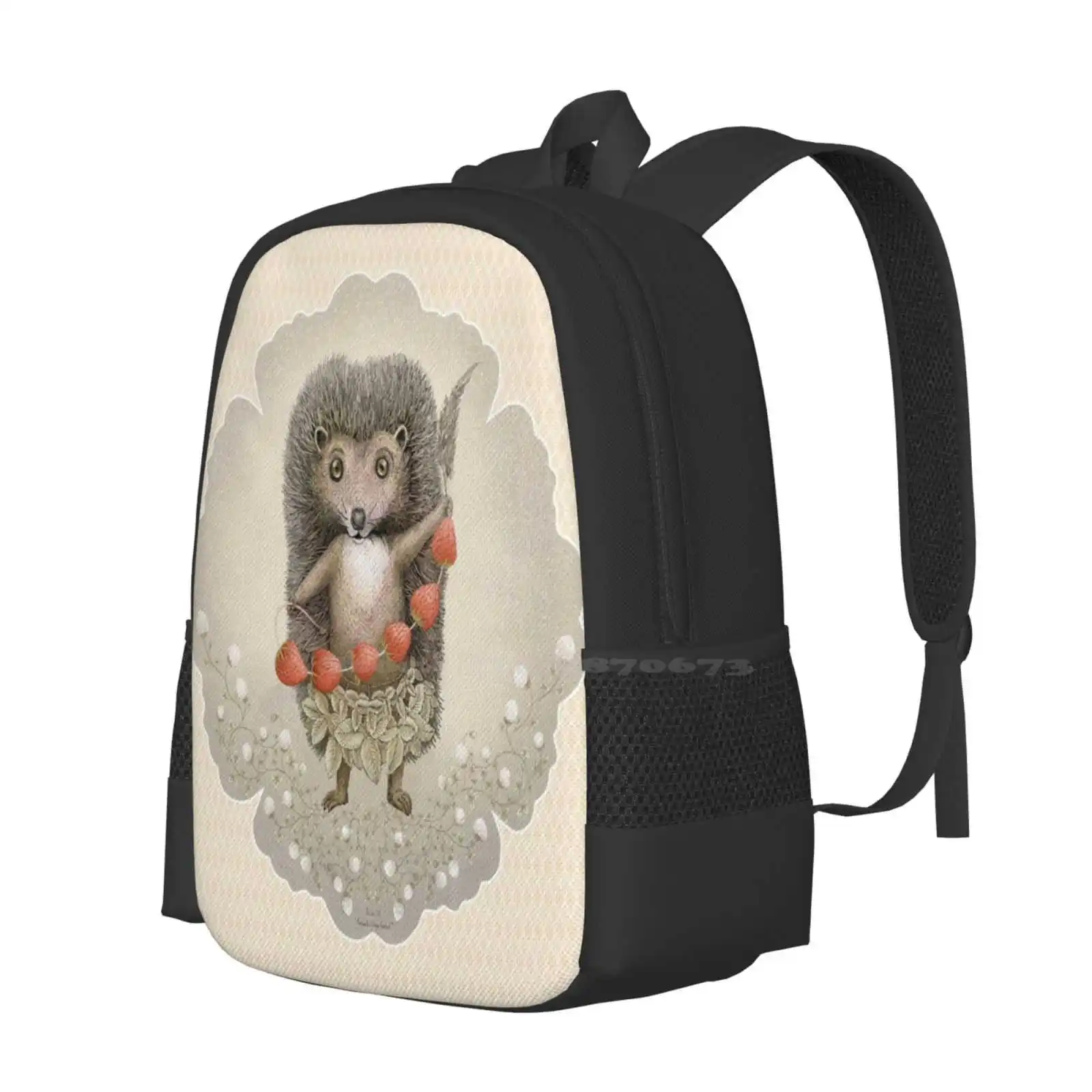 Animal Hedgehog Strawberry School Bags Travel Laptop Backpack Hedgehog Wild Strawberry Strawberries Wisp Animal Nature Forest