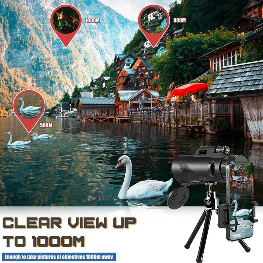 8X42 Telescope Monocular Bak4 Prism IPX4 Waterproof Long Range Powerful For Concerts Competitions Hunting Outdoor Camping