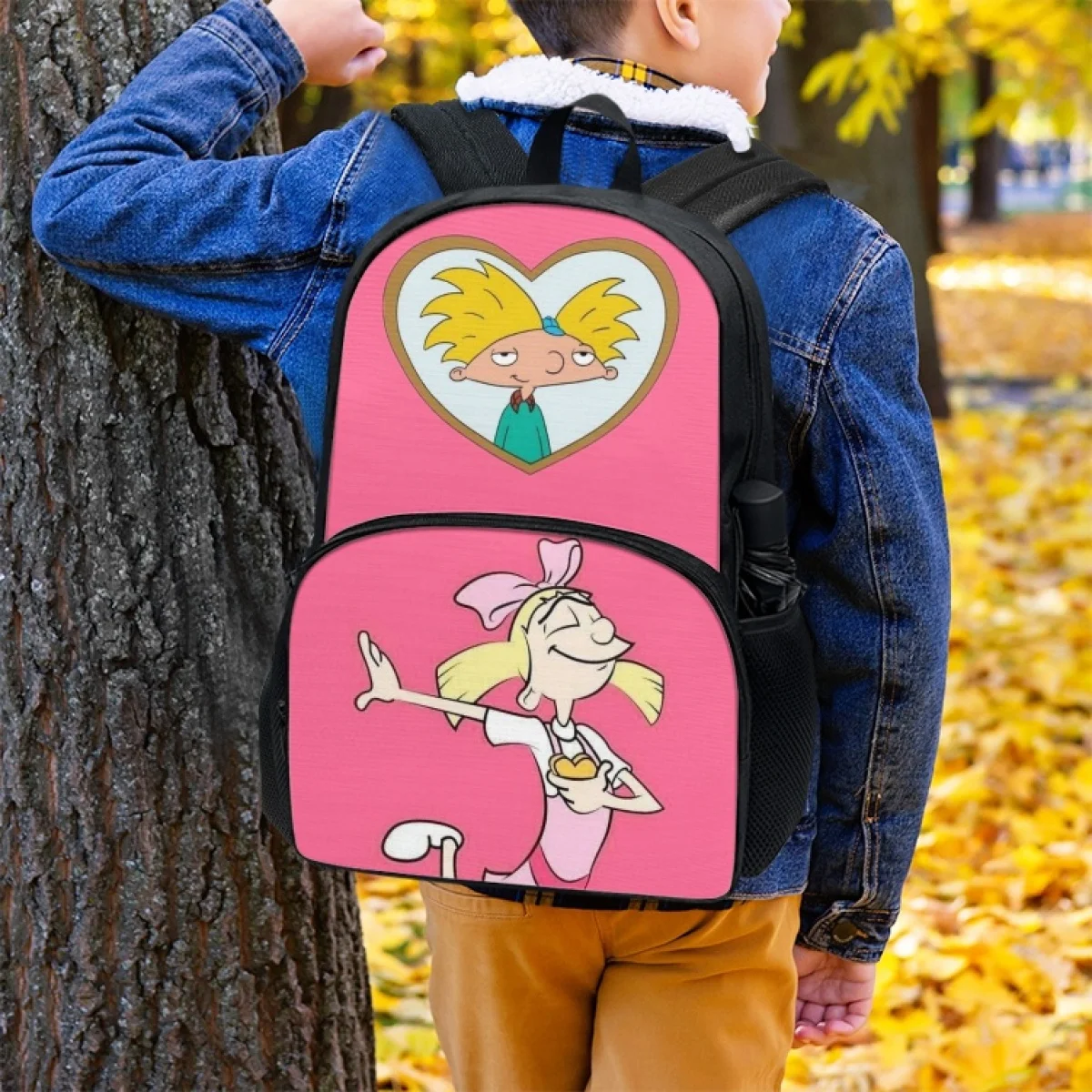 FORUDESIGNS Boys Schoolbags Lightweight Fashion Anime Hey Arnold Designs Backpacks Multipurpose Multi-Pockets Bookbags