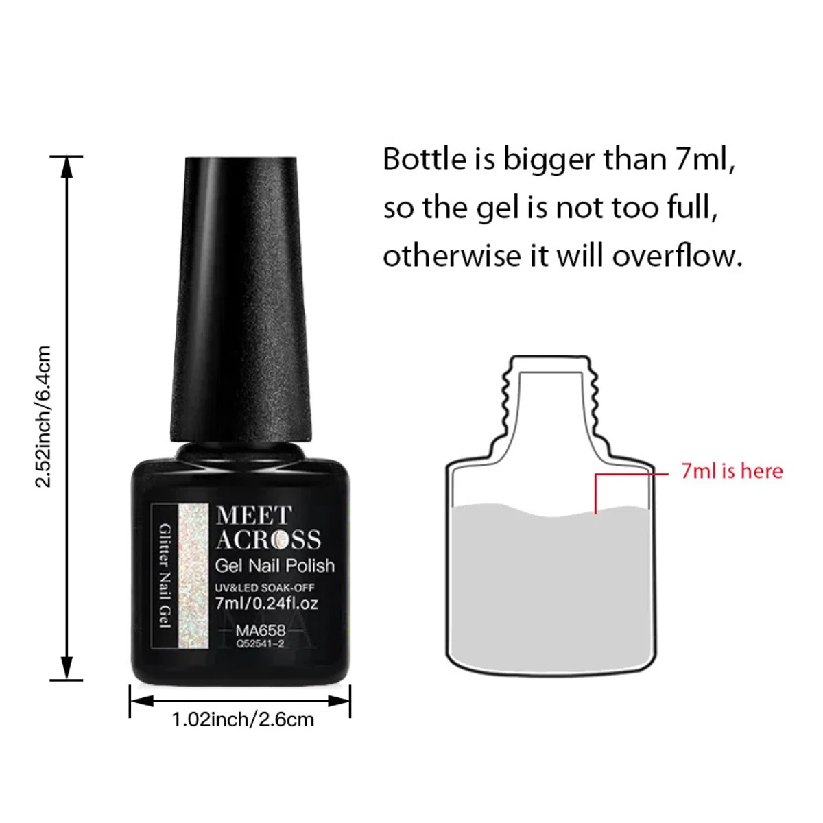 MEET ACROSS 7 ml Glitzer-Gel-Nagellack, Frühling, funkelnder, langlebiger Lack für die Maniküre, Soak Off Gel Nail Base Gel Top Coat