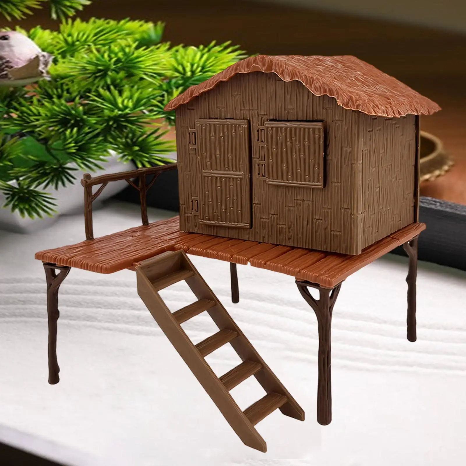 Kit de modelo de casa, telhado de palha, modelo de cena de casa, mini para hobby, mesa de areia, cenário ferroviário