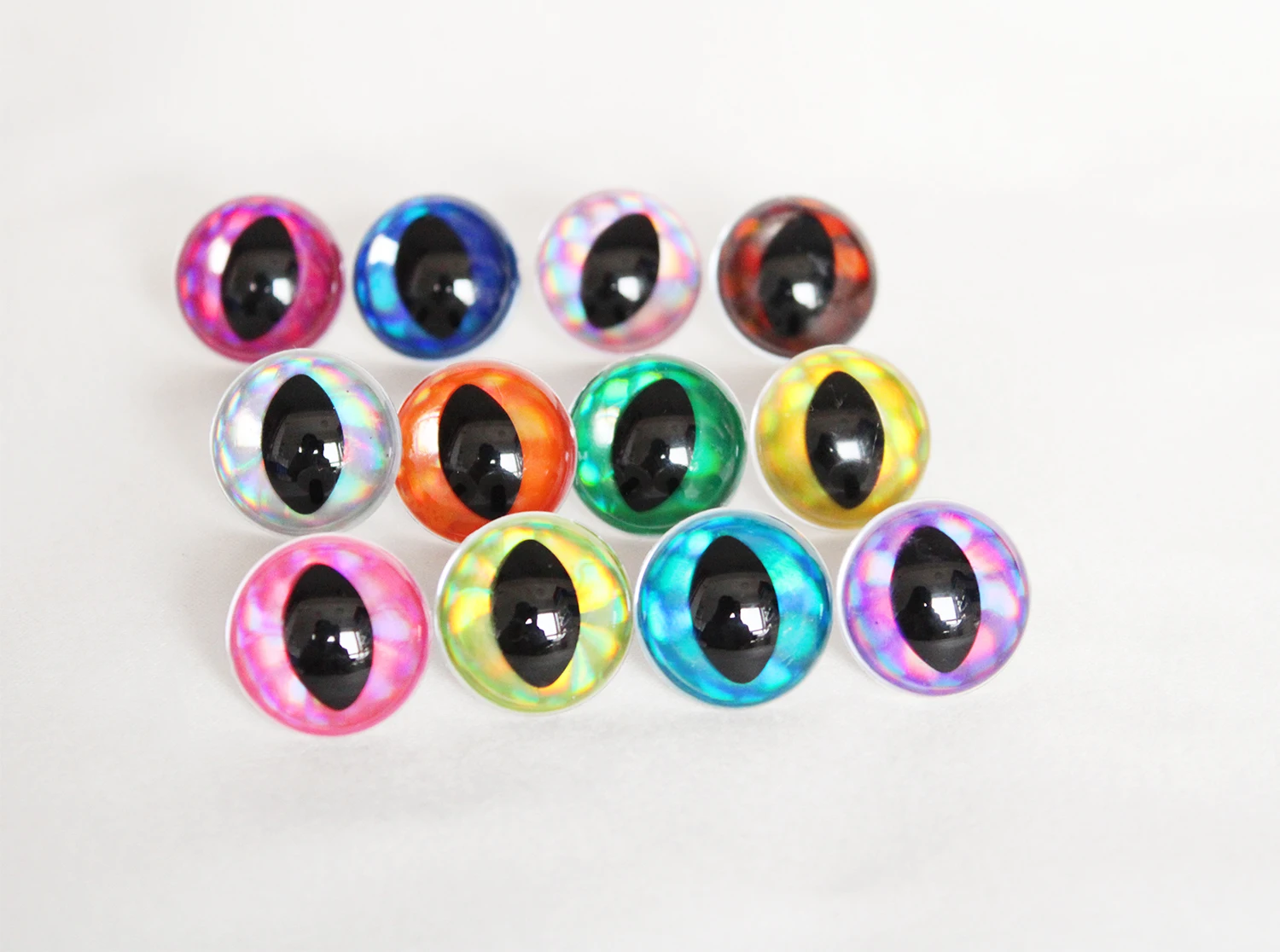 10PAIR 9mm 10mm 12mm 13mm 14mm 15mm 16mm 18mm 24mm 30mm  glitter clear safety toy cat eyes with hand washer for doll -D12