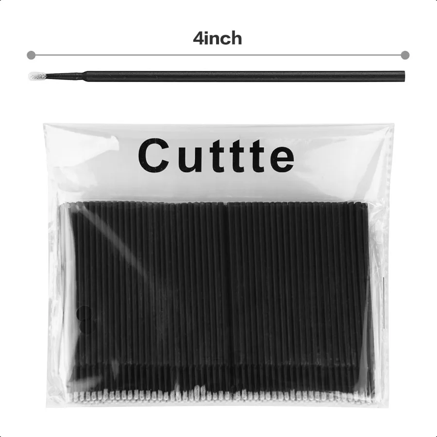 500PCS  Micro Swabs for Eyelash Extension Micro Applicators Eyelash Swabs for Makeup Application Black Head Diameter: 2.0mm