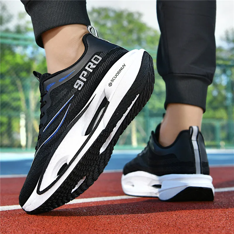 Herren-Freizeitsportschuhe, Paar-Modell 9Pro, Herren-Laufschuhe für Wettkämpfe, trendige Sportschuhe mit Farbverlauf und Mesh-Obermaterial, atmungsaktive, leichte und strapazierfähige Laufschuhe mit dicker Sohle und hoher Elastizität, die Stöße absorbieren, ideal für Outdoor-Fitness-Training. – Detail 14