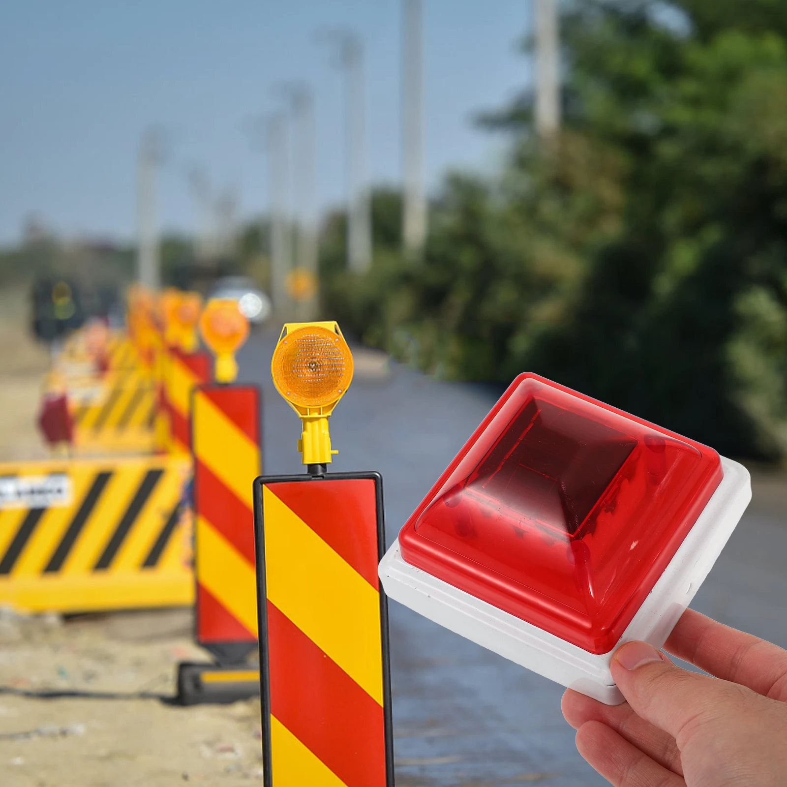 

Solar Warning Light LED Strobe Fence Post Cap Lights Powered Outdoor Waterproof Traffic Safety Barrier Enclosures