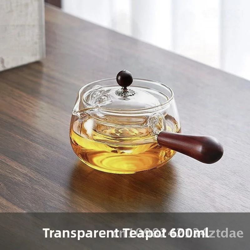 

Набор стеклянных чайников, устойчивый к высоким температурам, одиночный горшок, маленький зеленый оранжевый пузырьковый дизайн с боковой ручкой для домашнего чая кунг-фу